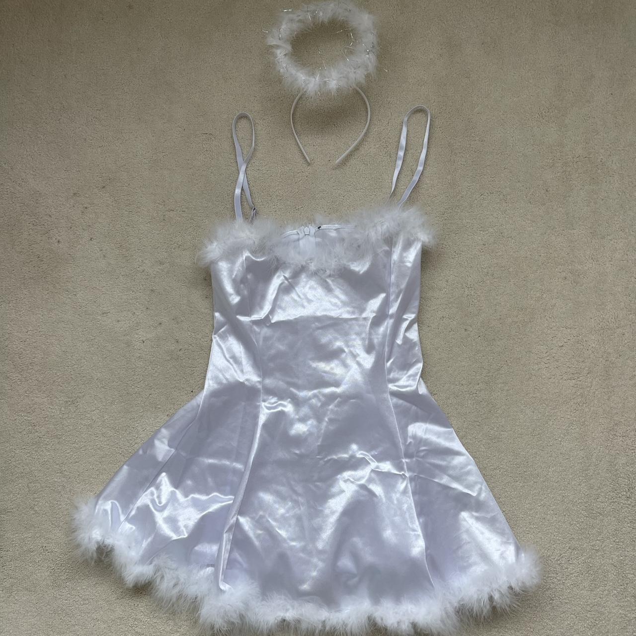 Dolls kill white angel costume set, dress is cinched... Depop