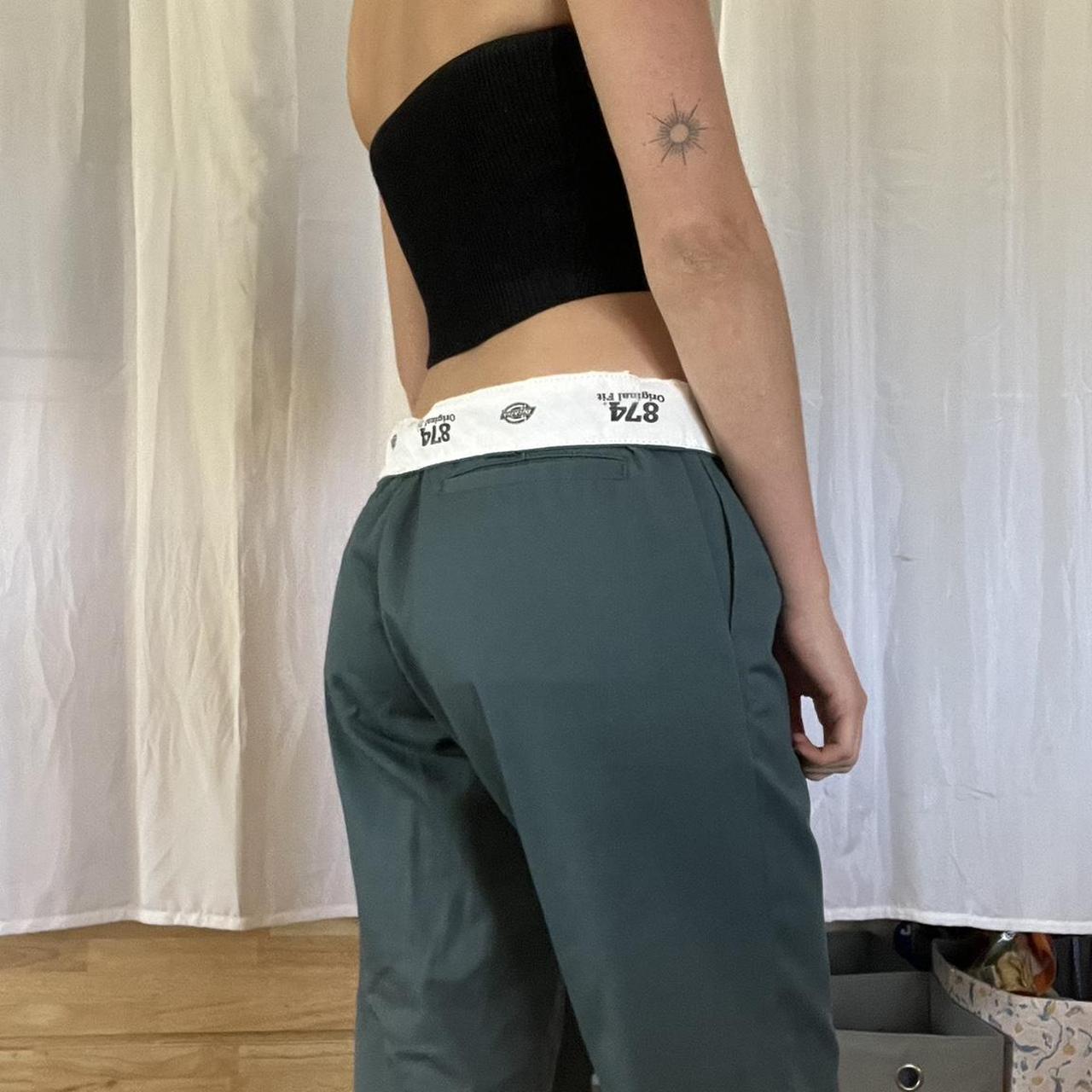 Dickies Women's White and Green Trousers | Depop