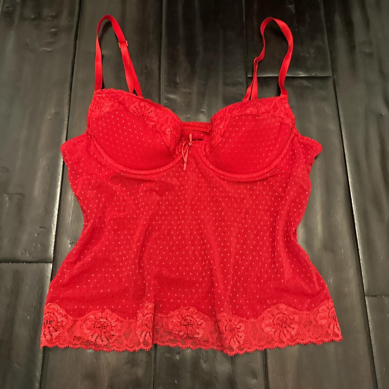 Super cute red lace mesh bustier corset top! Perfect