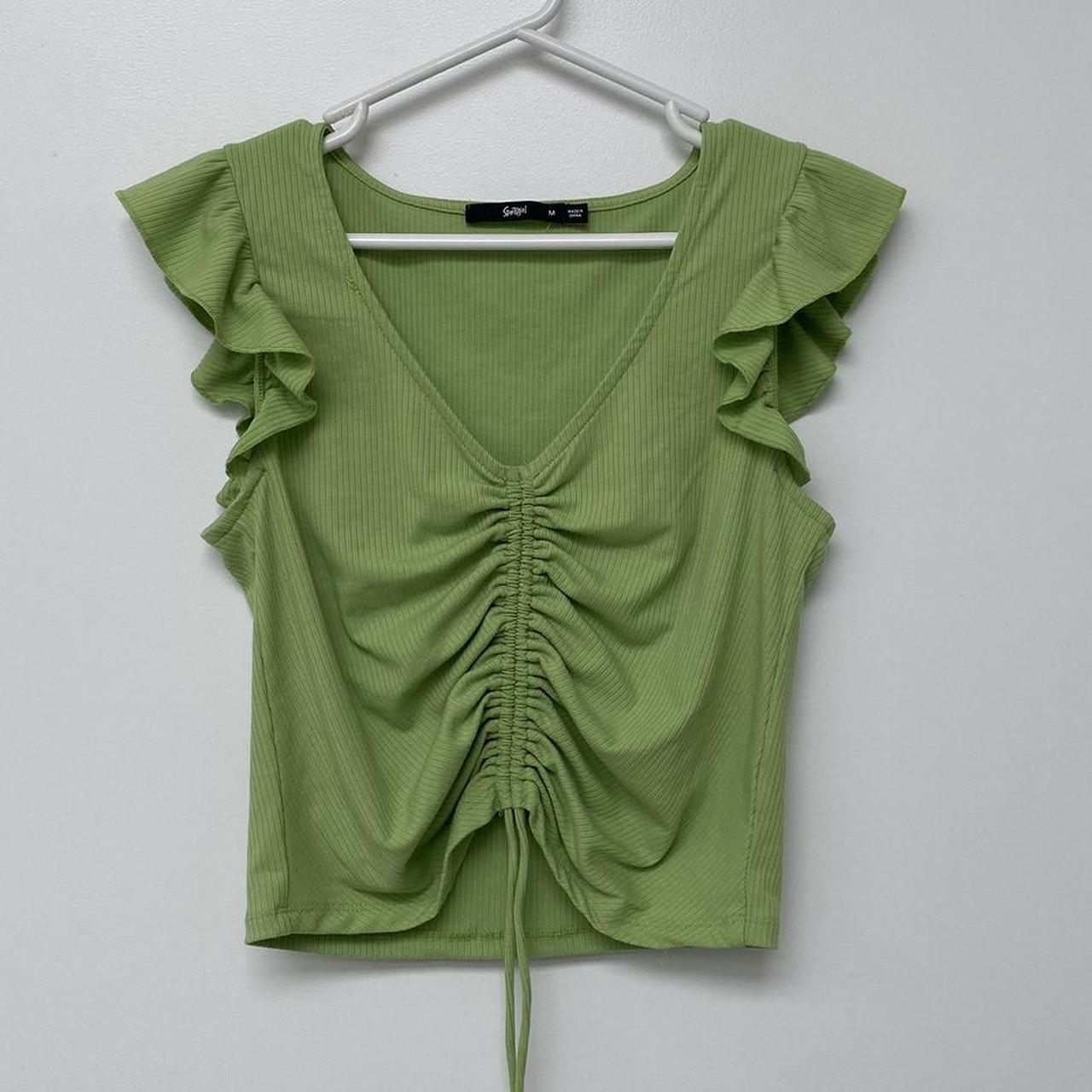 SPORTSGIRL GREEN RUCHED TOP Brand SPORTSGIRL Size... Depop