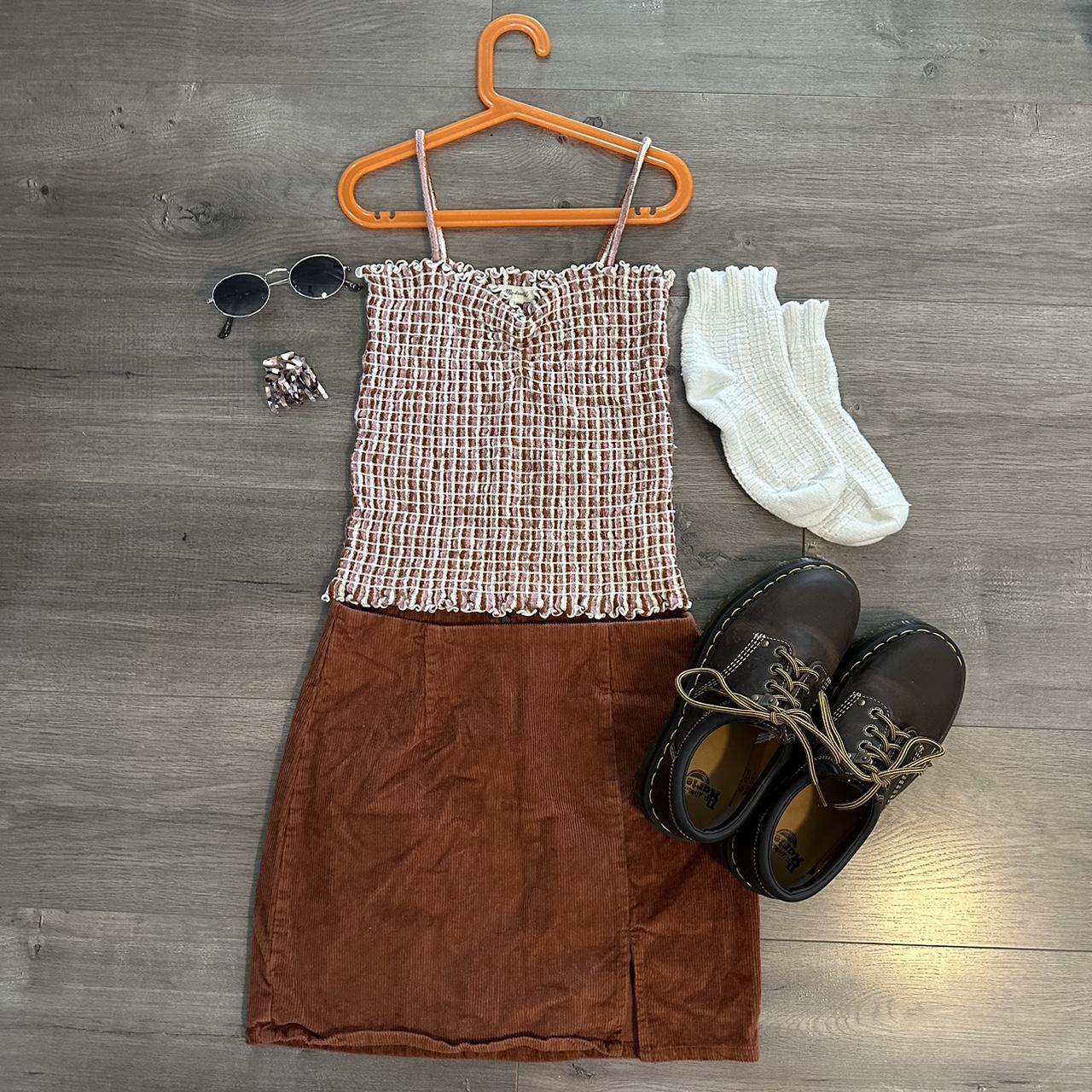 Hello fall This burnt orange corduroy mini skirt. Depop