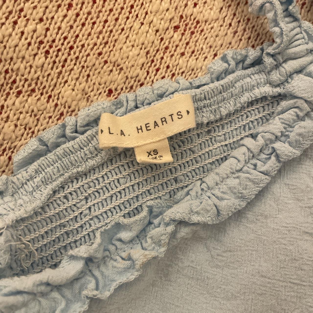 pacusn/ la hearts light blue ruffle crop top la... Depop