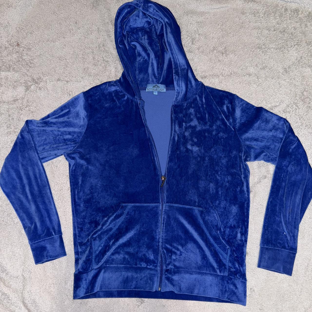 Blue Velour Tracksuit Jacket brand is Royale Lady - Depop