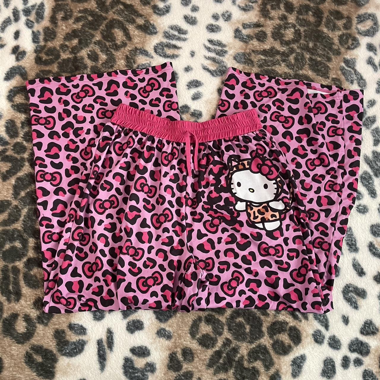 Cheetah Print Hello Kitty PJ Pants XL but could fit... - Depop