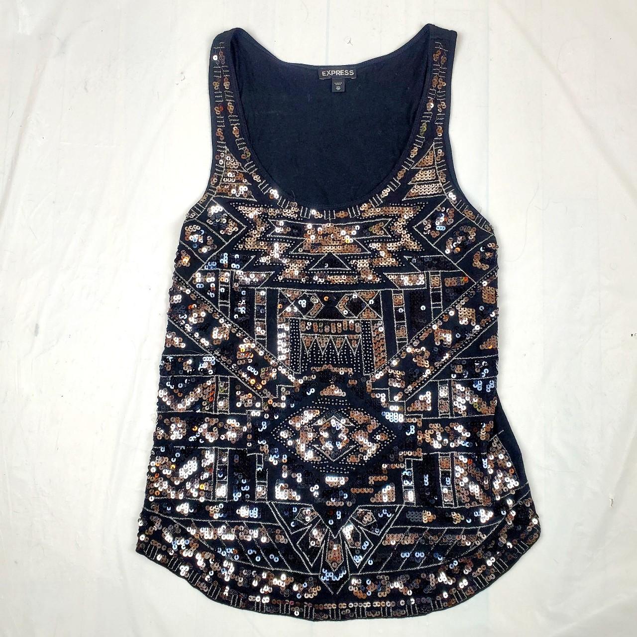 Express Women's Black and Silver Vest Depop