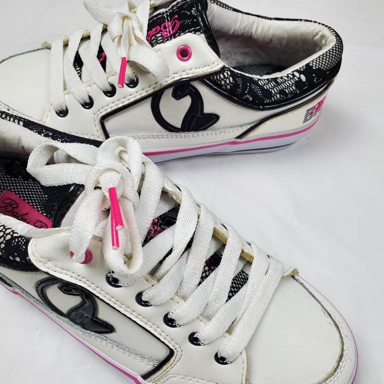 Baby Phat Women's White and Pink Trainers | Depop