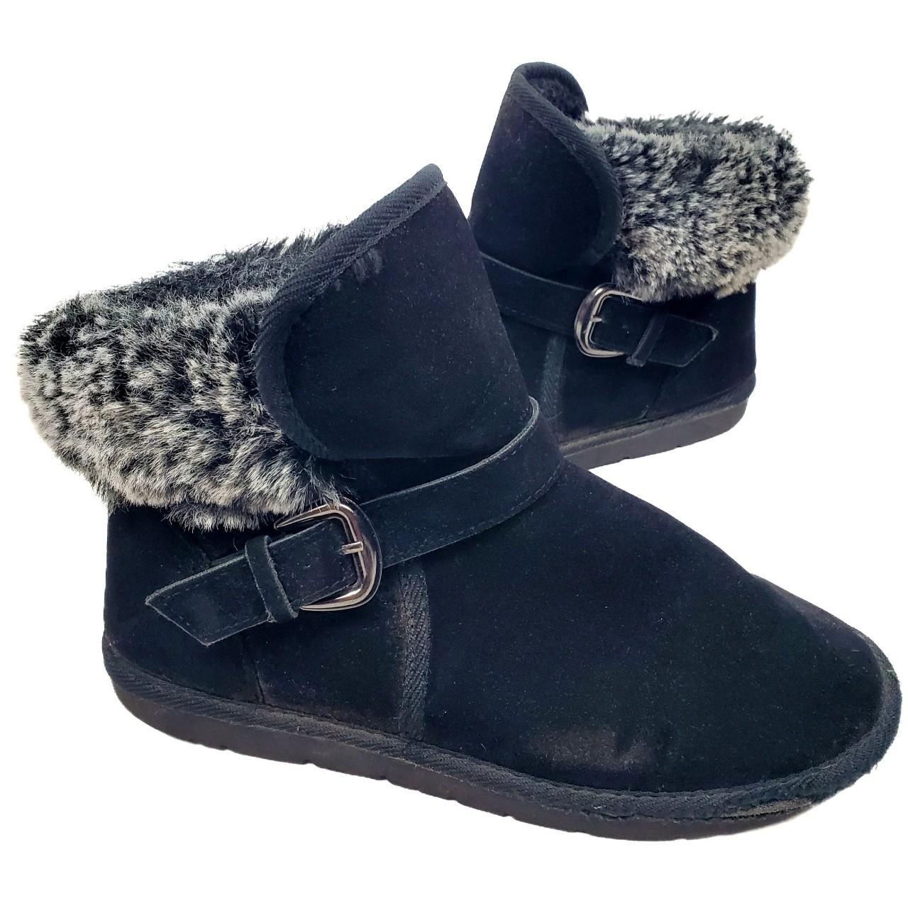 Black faux fur ankle boots Snow bunny bratz Depop