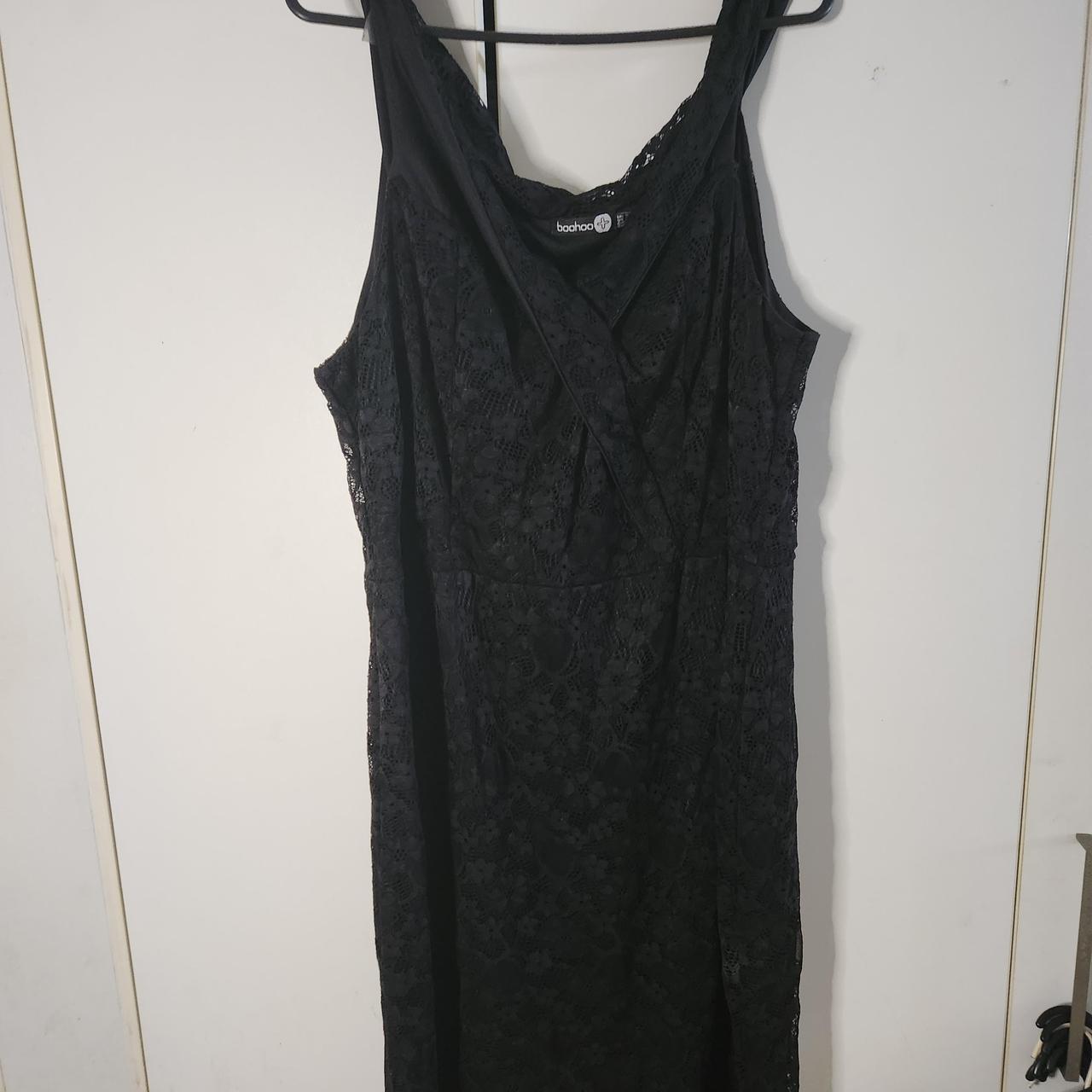 Boohoo midi black lace dress size uk24 has been I ... - Depop