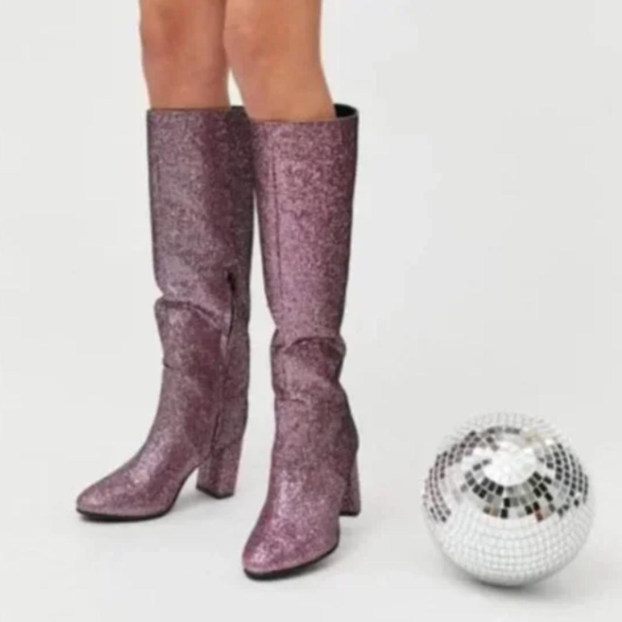 sequin tall boots