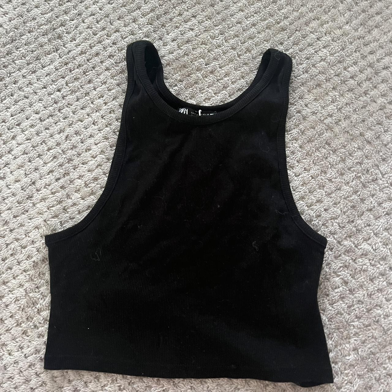 Zara racer black crop top Excellent condtion - Depop