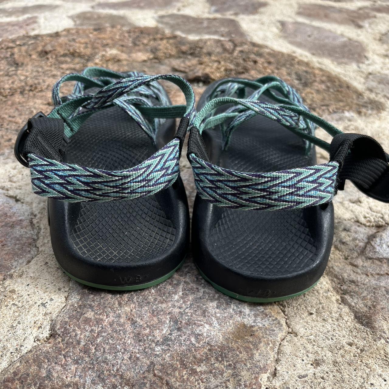 Blue zig zag multi strap Chacos with toe loop Depop