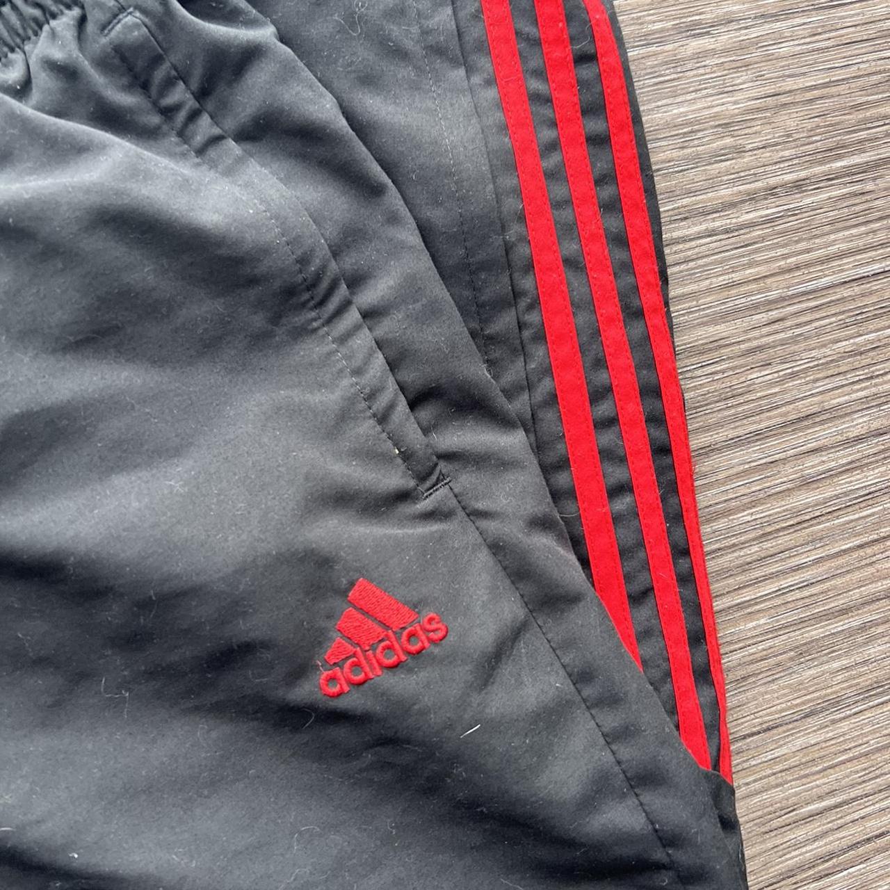 Vintage red stripe adidas tracksuit bottoms -... - Depop