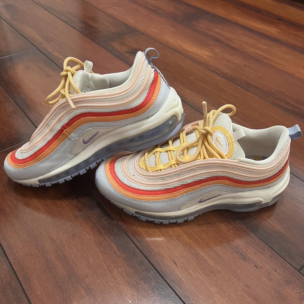 womens nike air max 97 pink white yellow green trainers
