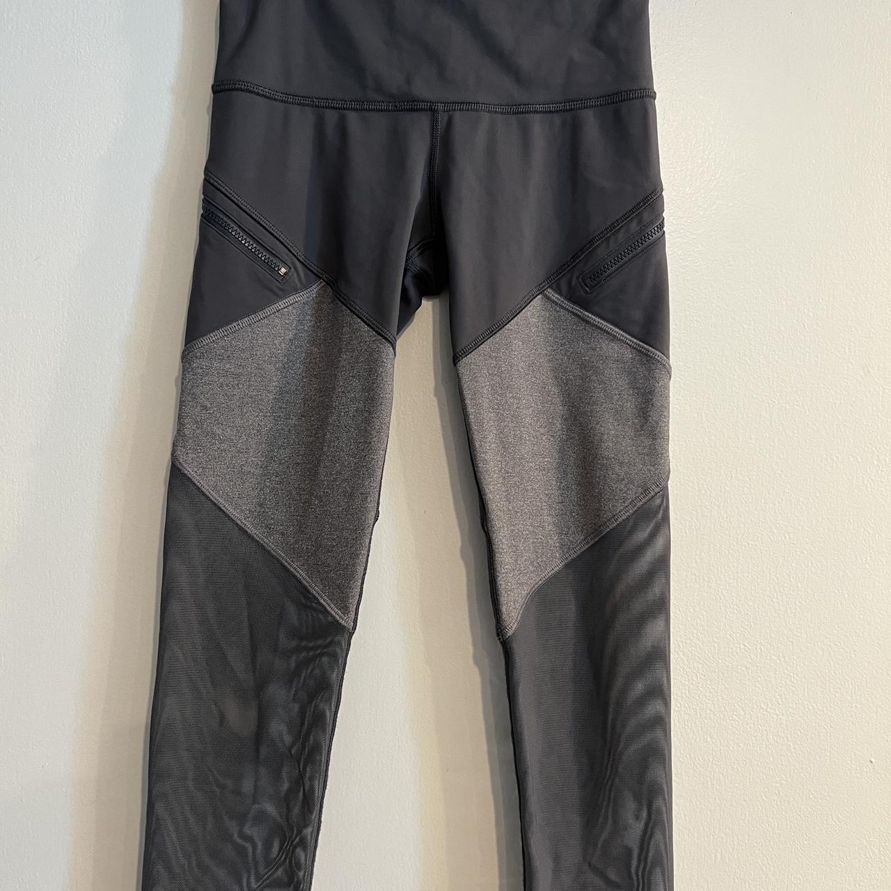 Ivivva grey color block and mesh cropped leggings - Depop