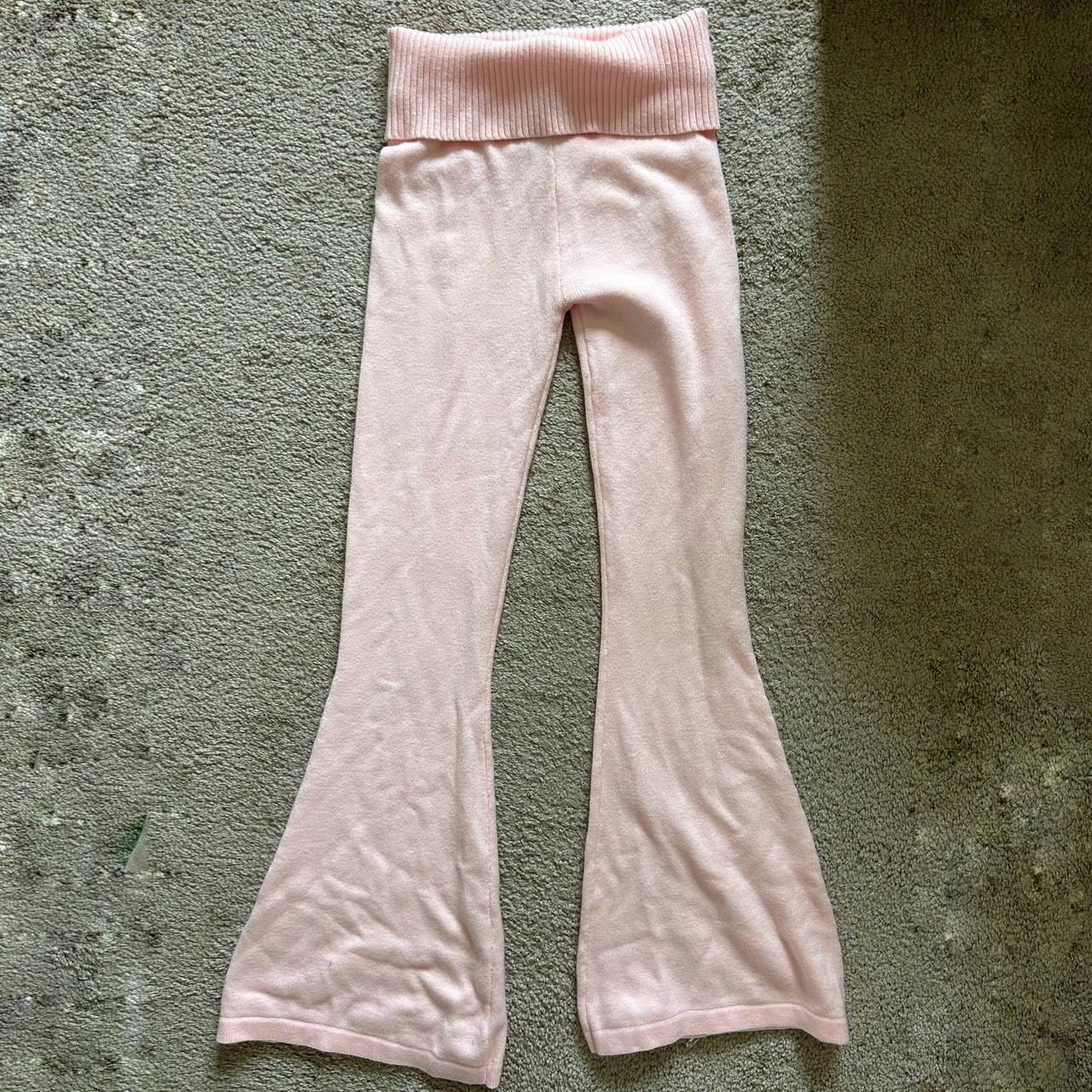 edikted knitted low rise fold over pink pant - brand... - Depop