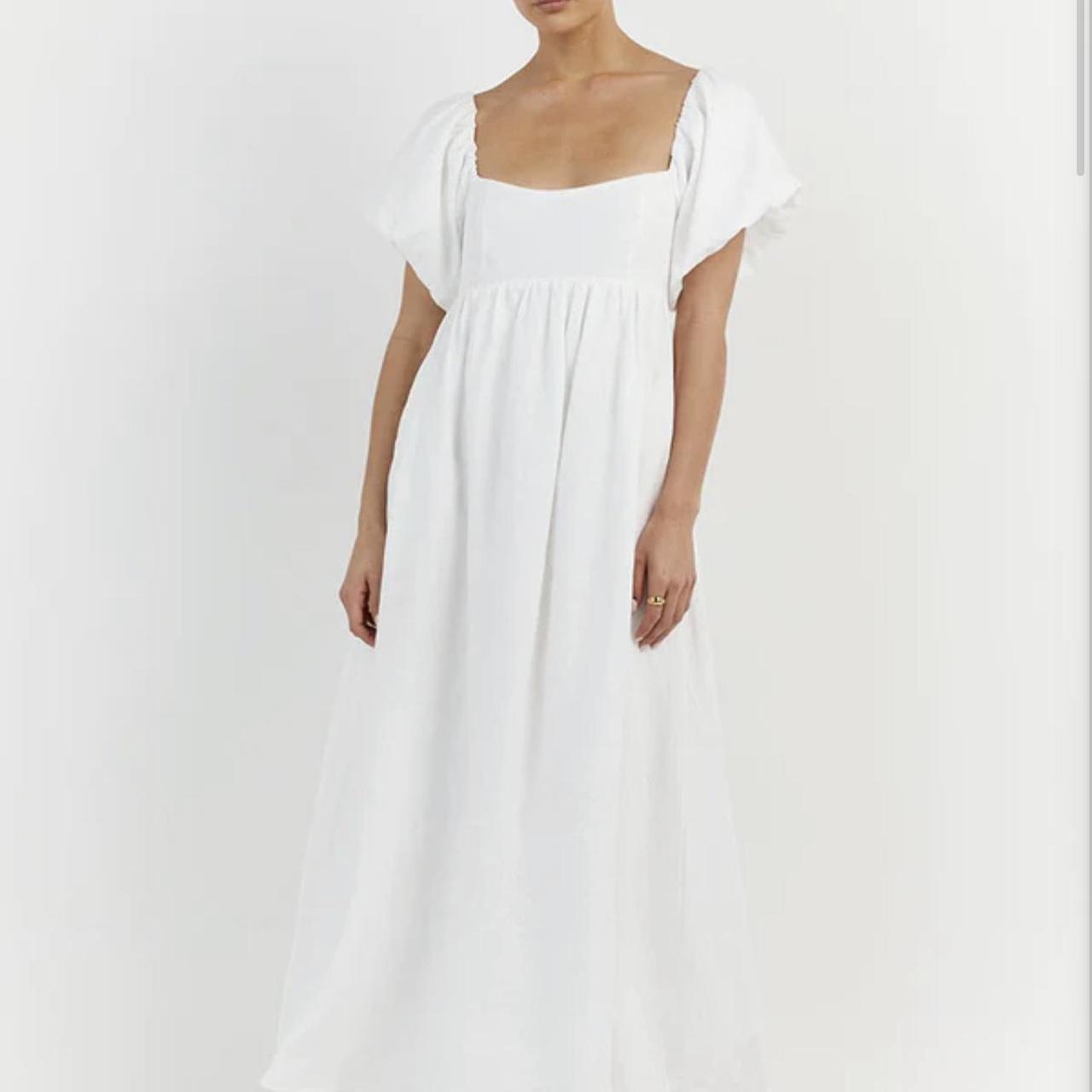 White linen midi dress from DISSH White 100 linen... Depop