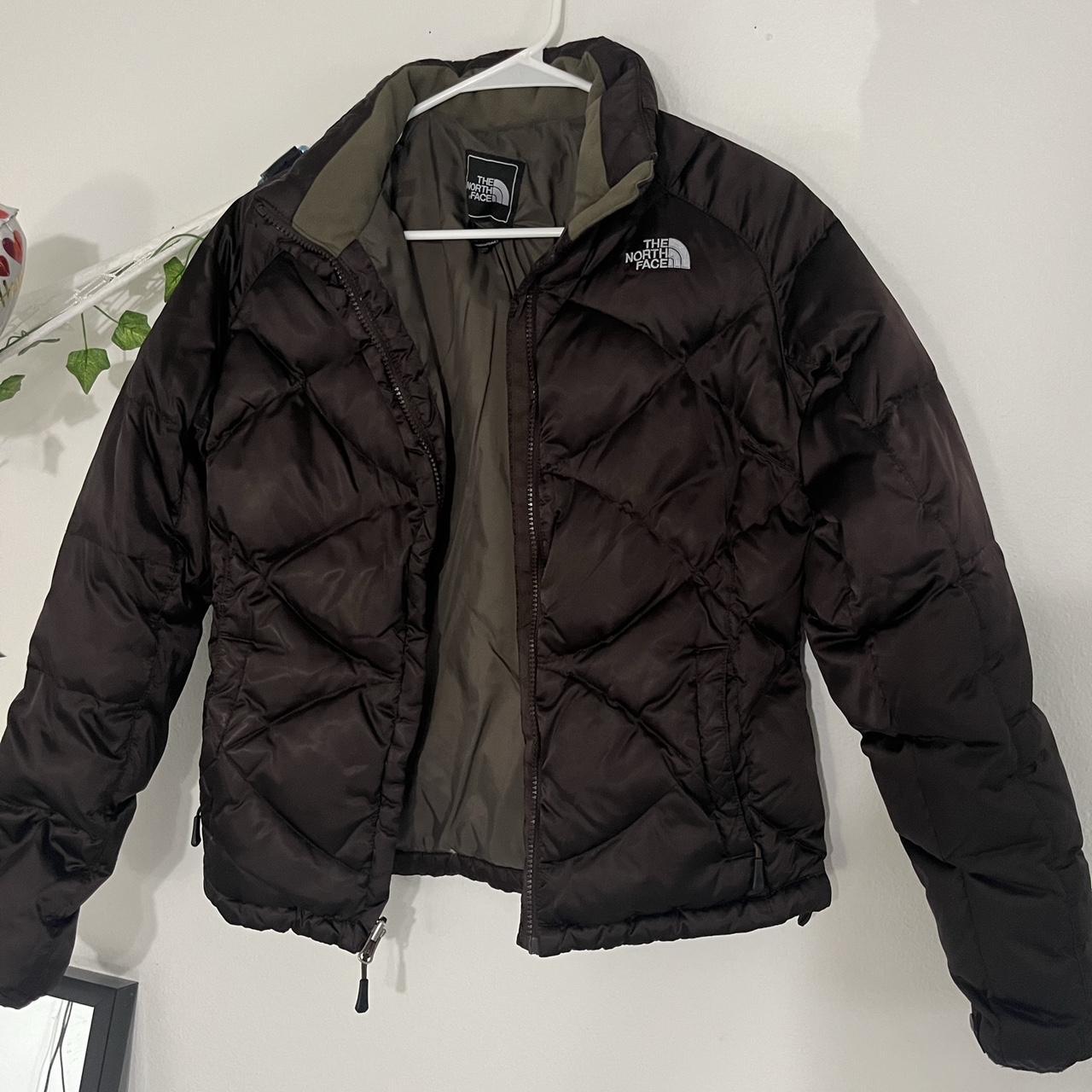 brown north face puffer jacket womens 550 super... - Depop