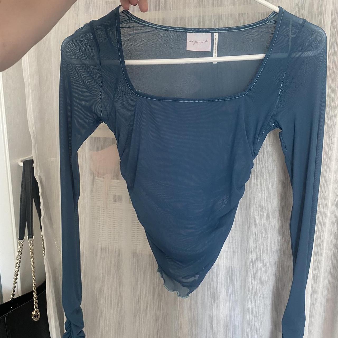 urban outfitters mesh top so cute size small rouched... Depop
