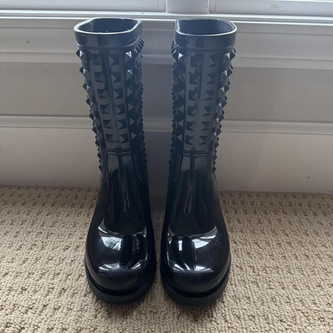 Valentino Rockstud Accents Rubber Rain Boots Depop