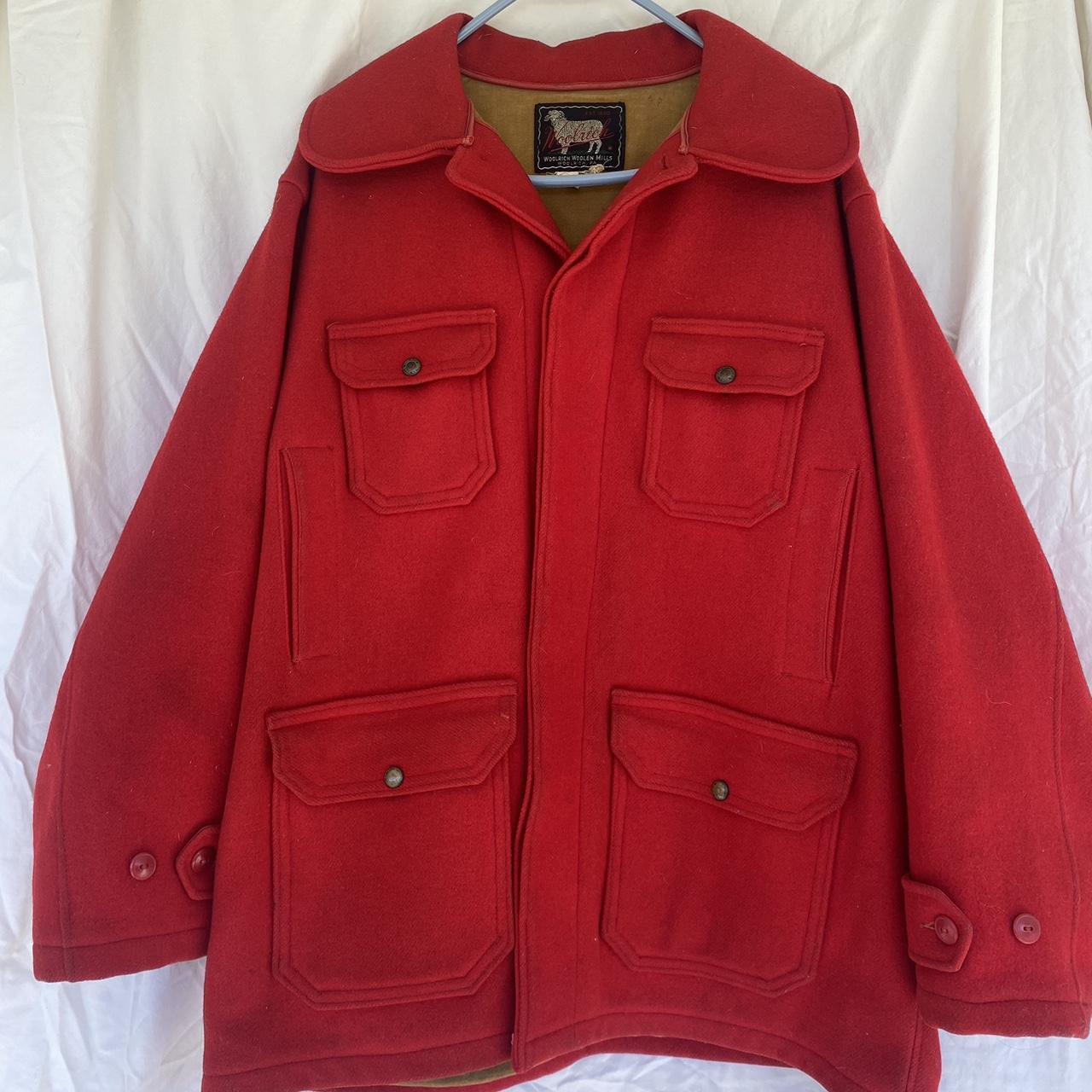 Woolrich woolen mills jacket. Vintage red hunting - Depop
