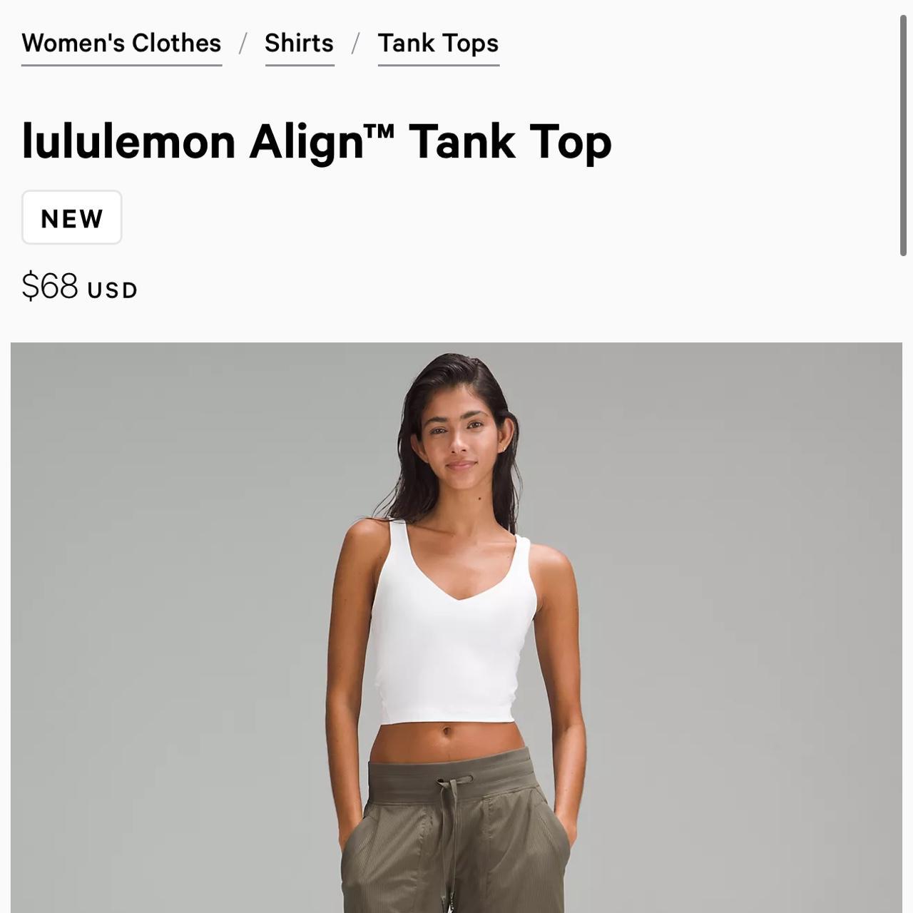 Lululemon cropped align tank size 6 Never worn tag - Depop