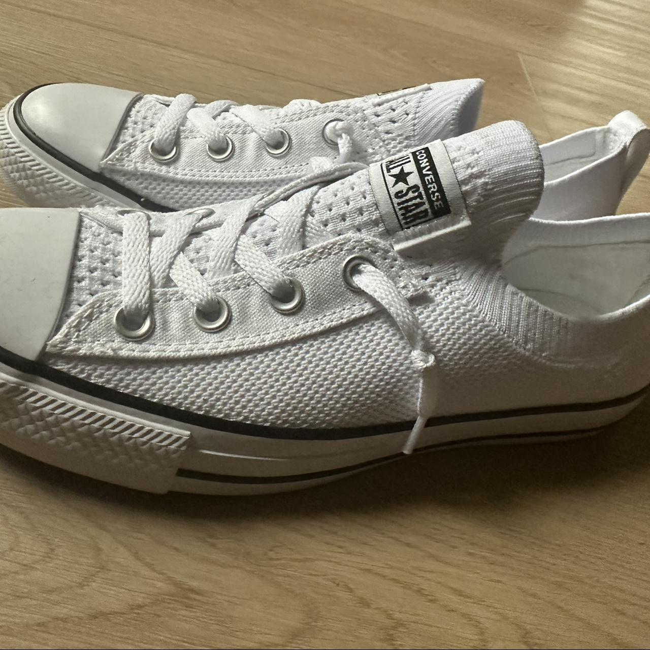 white low top converse i got them in the wrong size... Depop
