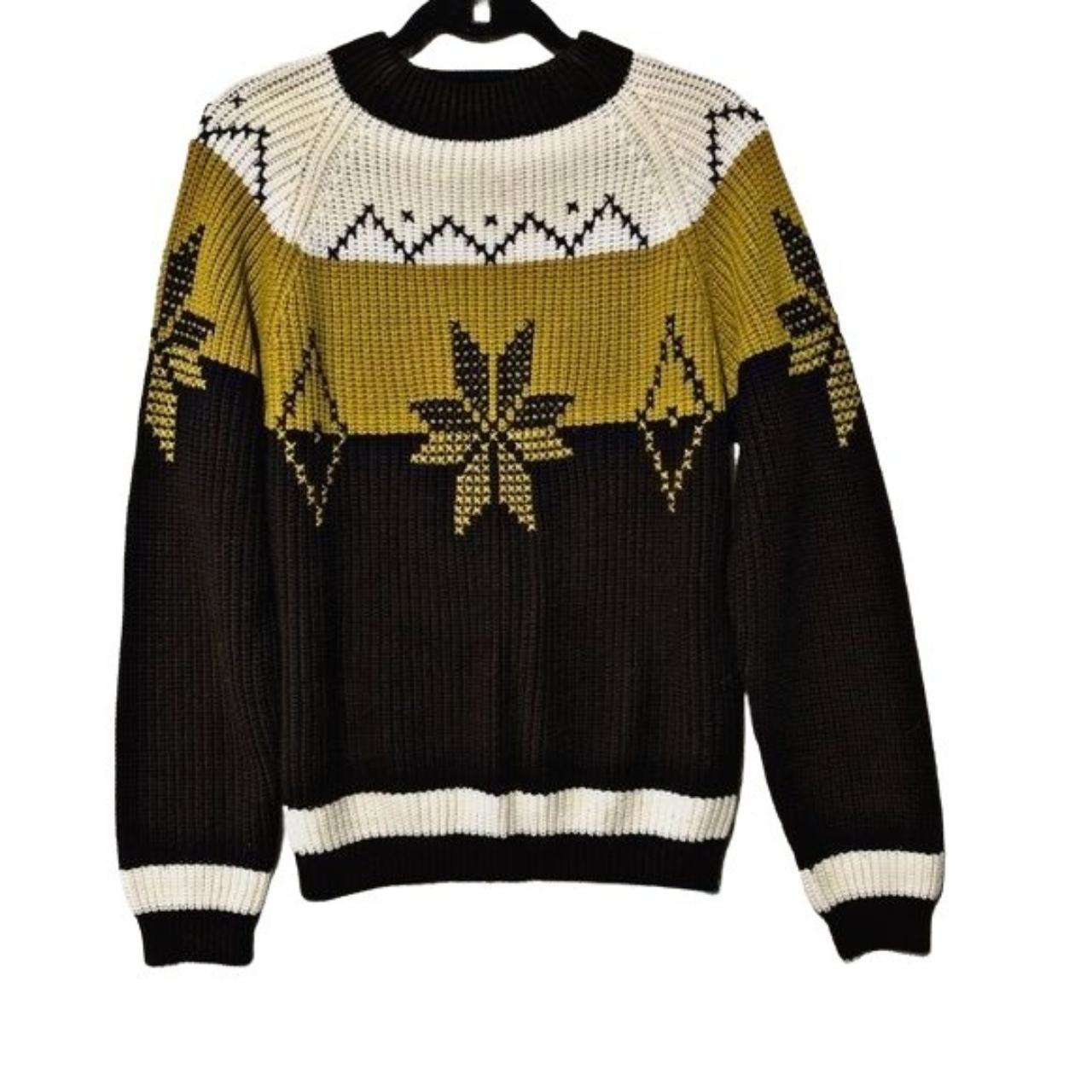 Vintage Chocolate Brown Snowflake Chunky Sweater... - Depop