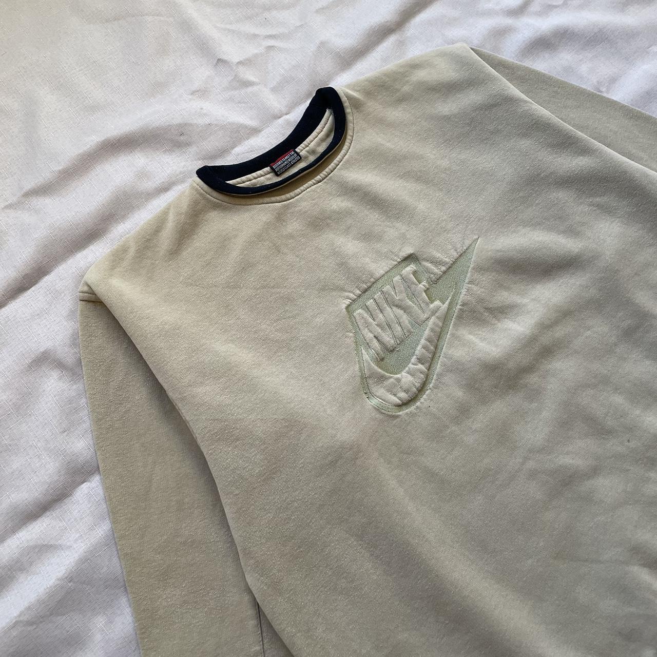 - Vintage Cream/Khaki Nike Embroidered Logo Spellout... - Depop