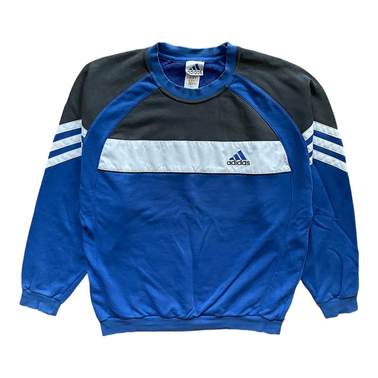 - Vintage Blue Adidas 90s Sweatshirt - size UK L -... - Depop