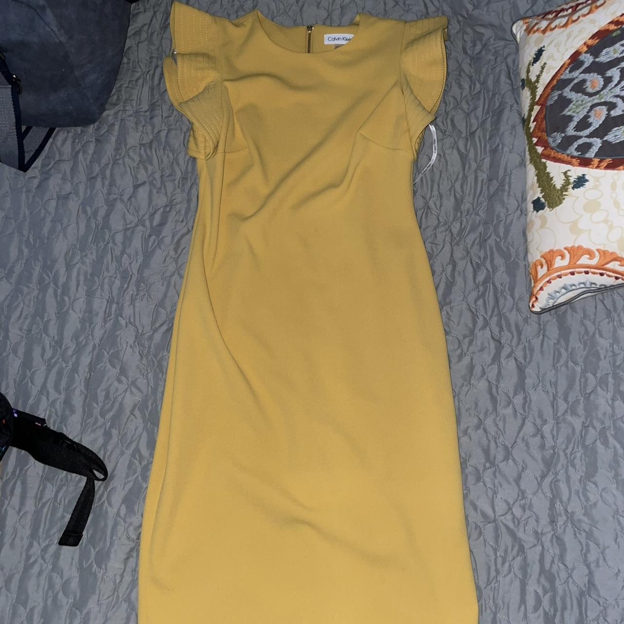 Calvin Klein mustard yellow formal dress. Size 2.... Depop