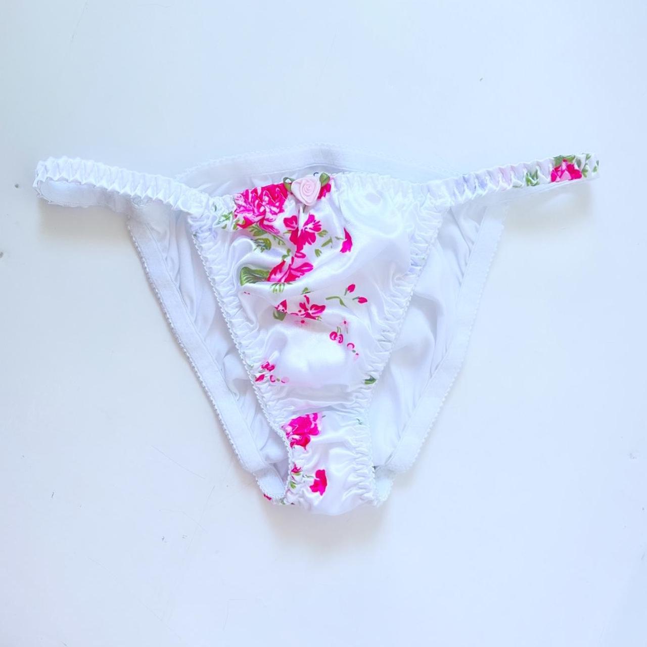 satin floral wife me panties brand new and so silky... - Depop