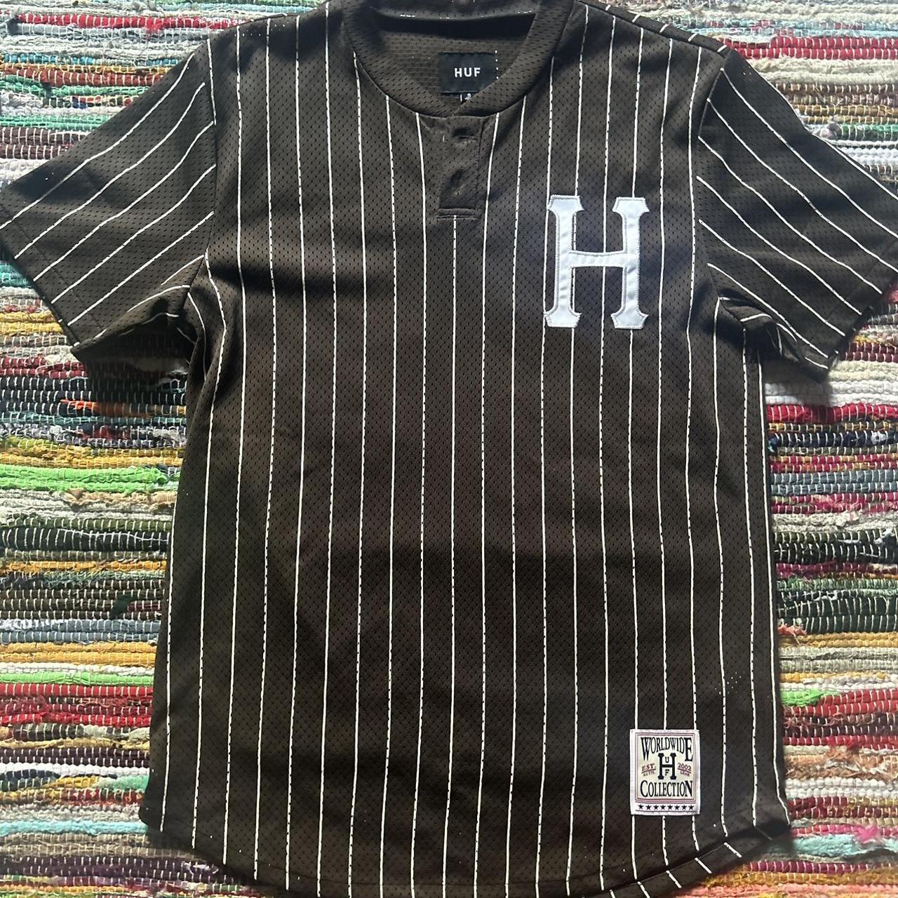 HUF Bronx Brown & White Henley Mesh Baseball Jersey