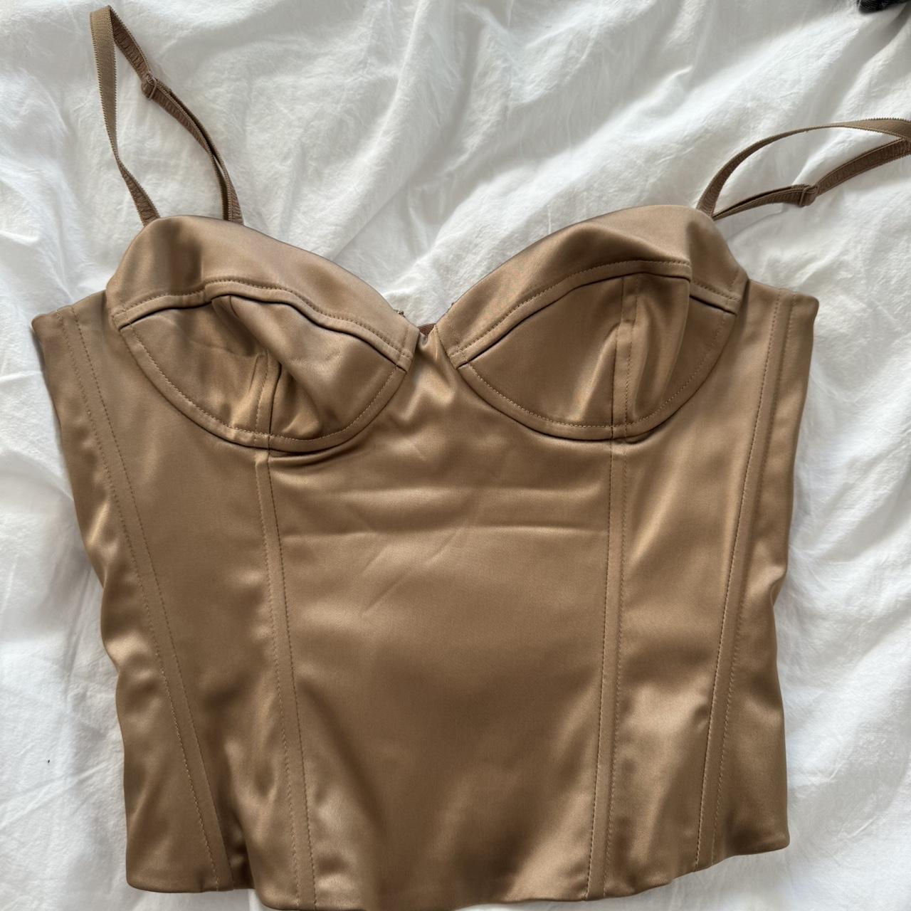 NWT hotsell WILFRED Aritzia Shine Bustier Corset Top - Pine Bark Brown - Size Small