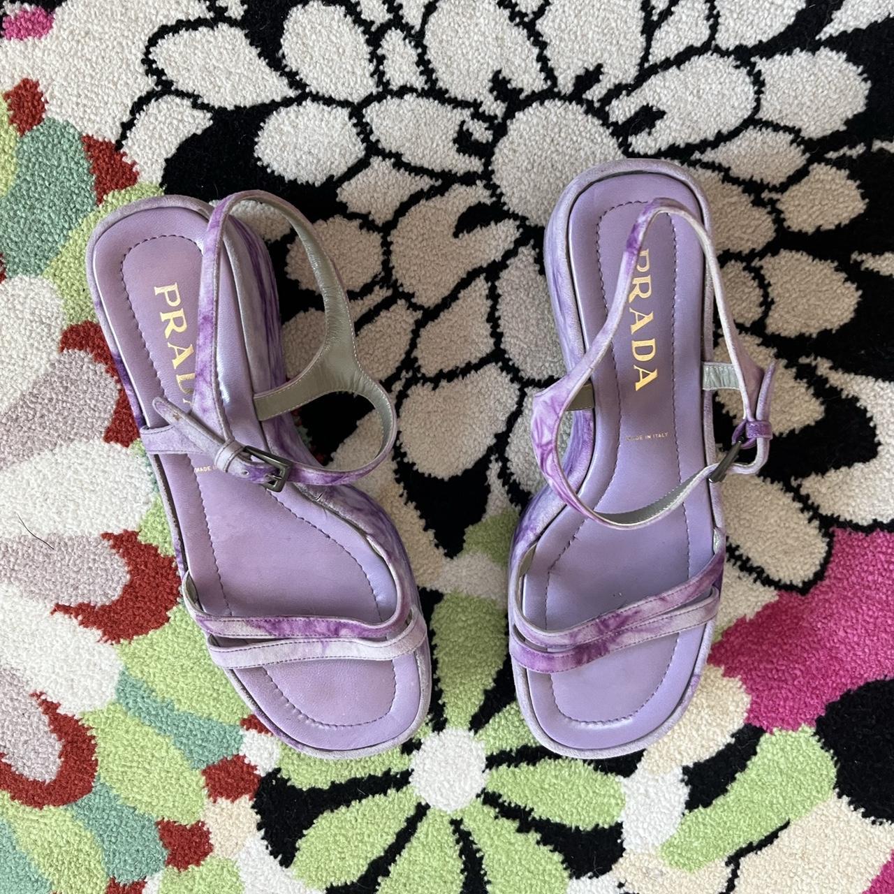 【PRADA】lady's ミュールサンダル オープントゥ pink／purple PRADA】lady's ミュールサンダル オープントゥ pink／purple