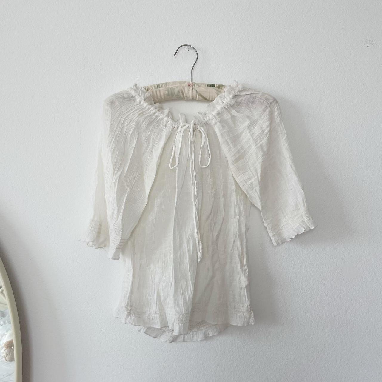 Mudd Clothing Women's Cream and White Blouse | Depop