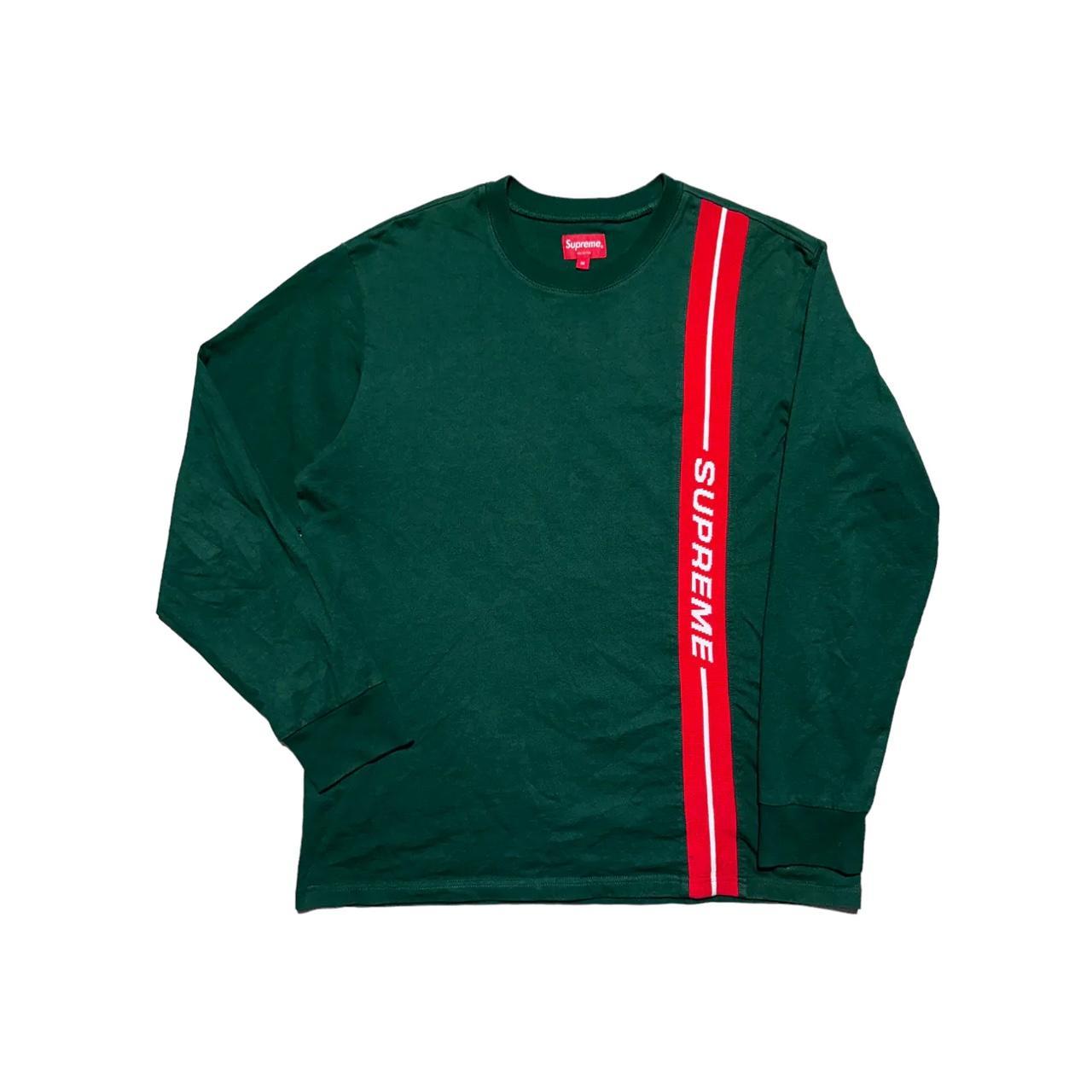 Supreme logo stripe long sleeve Hunter green thick - Depop