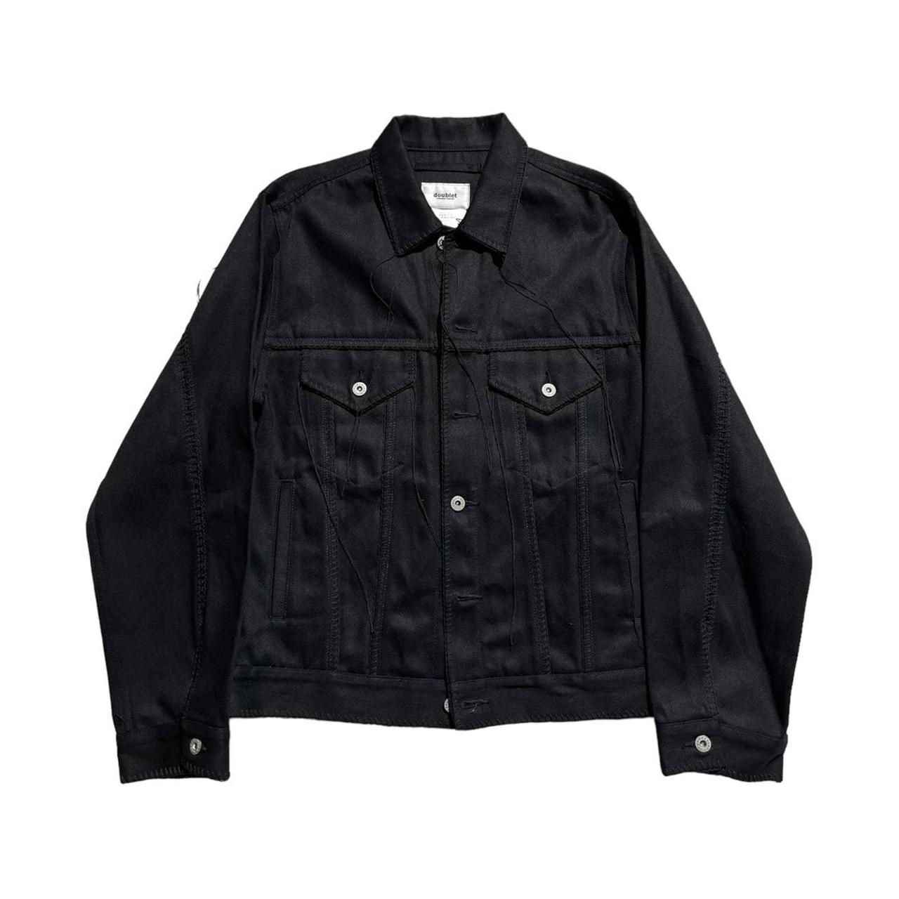 A deep black, quality made denim jacket with just... - Depop