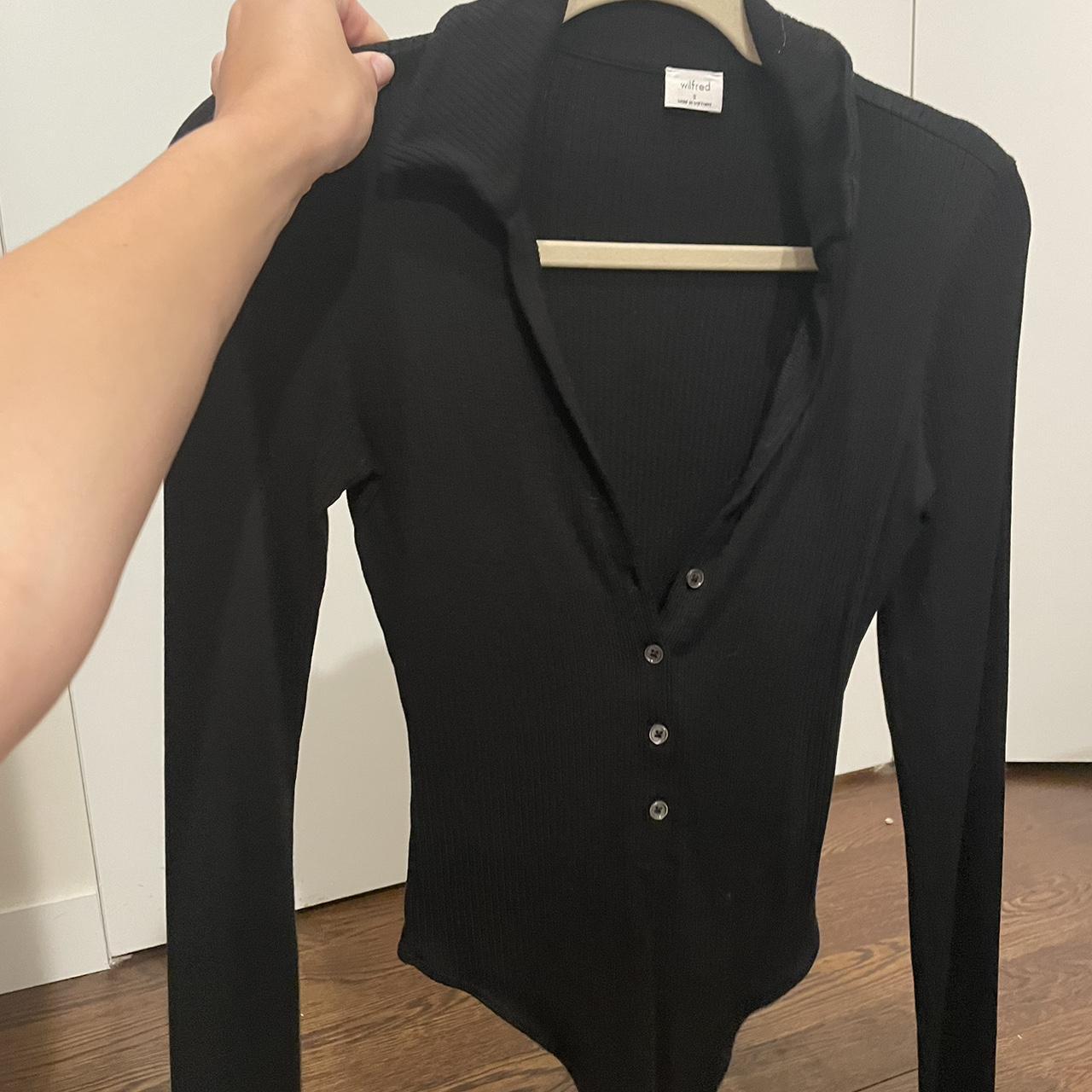 Aritzia Women's Black Bodysuit Depop