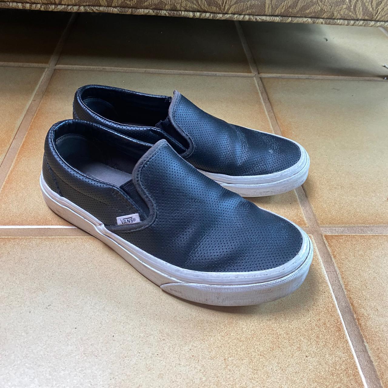 Vans Slip On Perf Leather Shoe Size W 7.5 Color Black