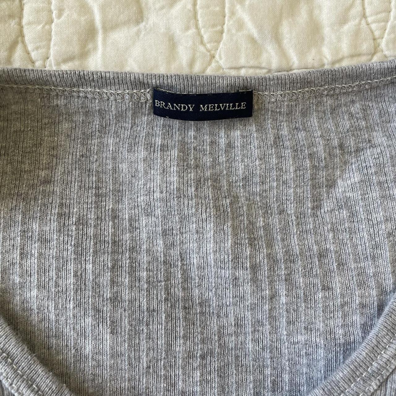 Brandy Melville Light grey v-neck long sleeve... - Depop