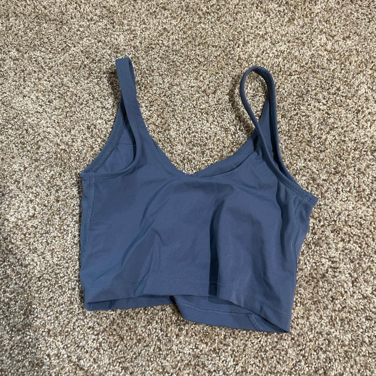 Blue workout tank with built in bra from Amazon Worn... - Depop