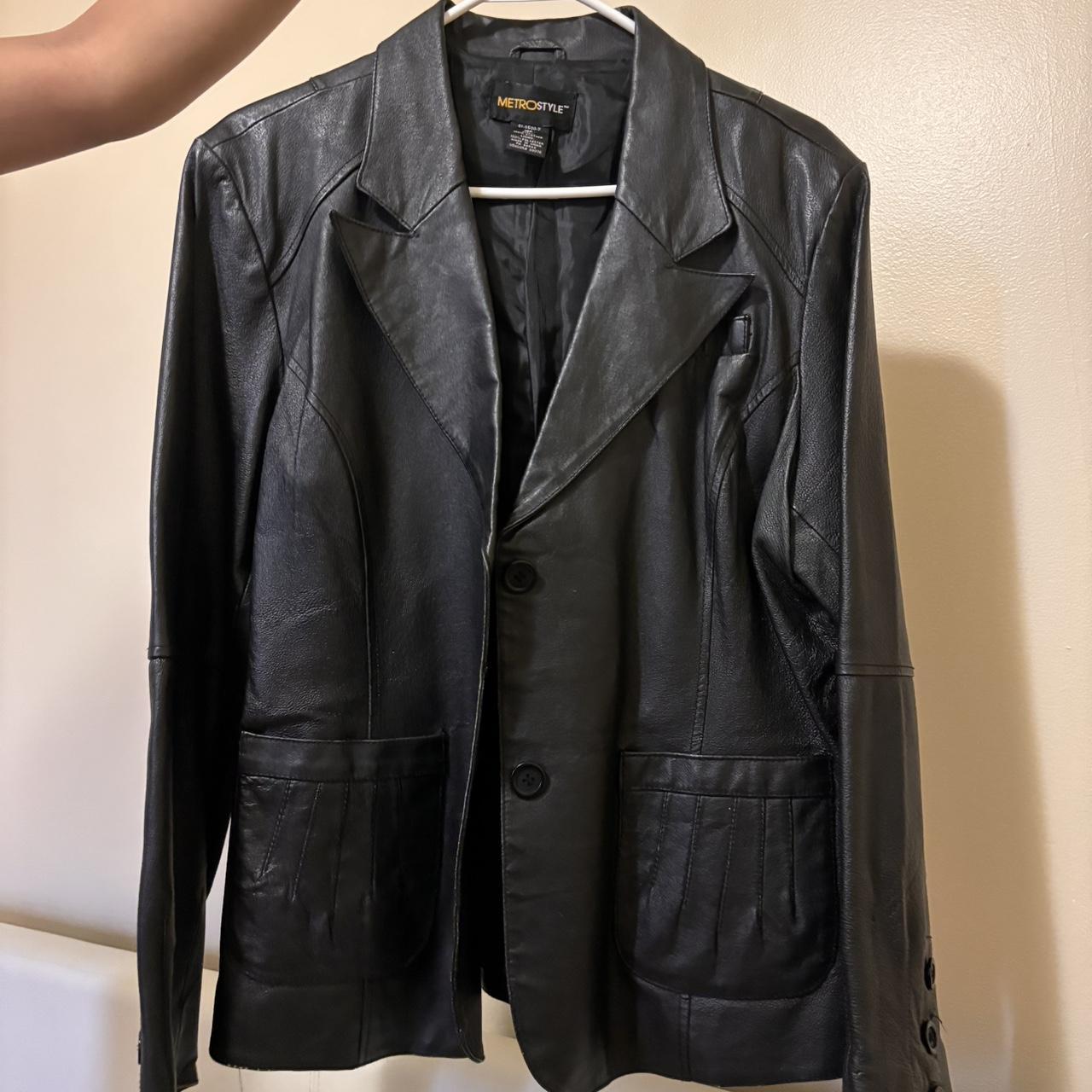 Vintage oversized blazer leather jacket Fits both... - Depop