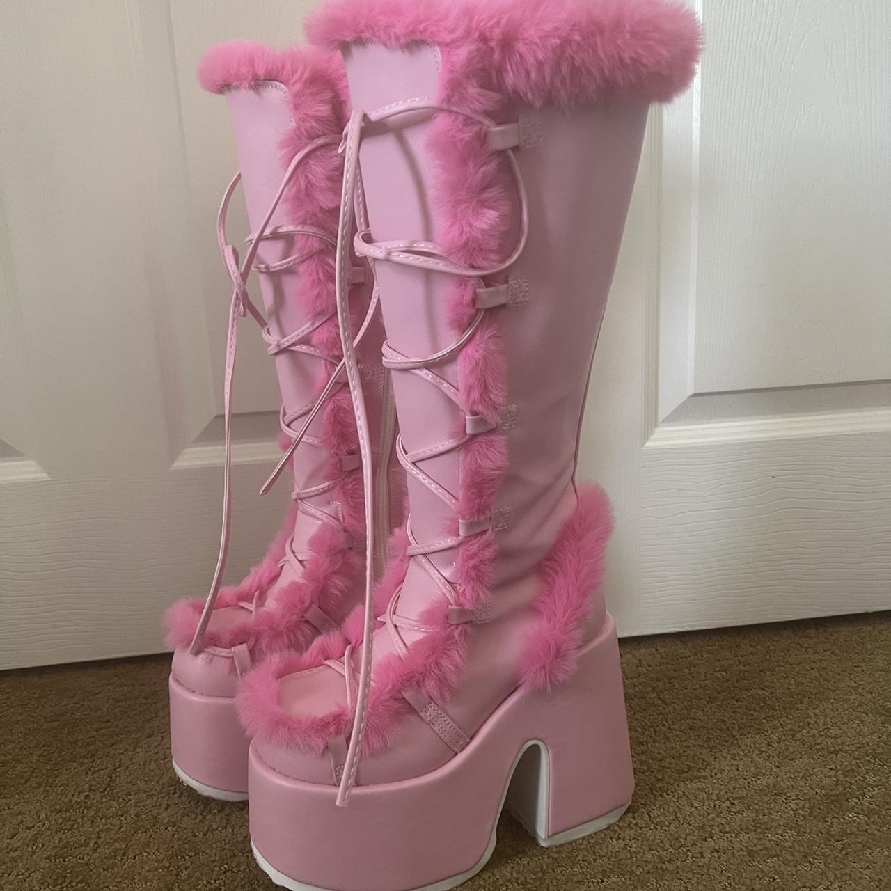 demonia trinity boots pink