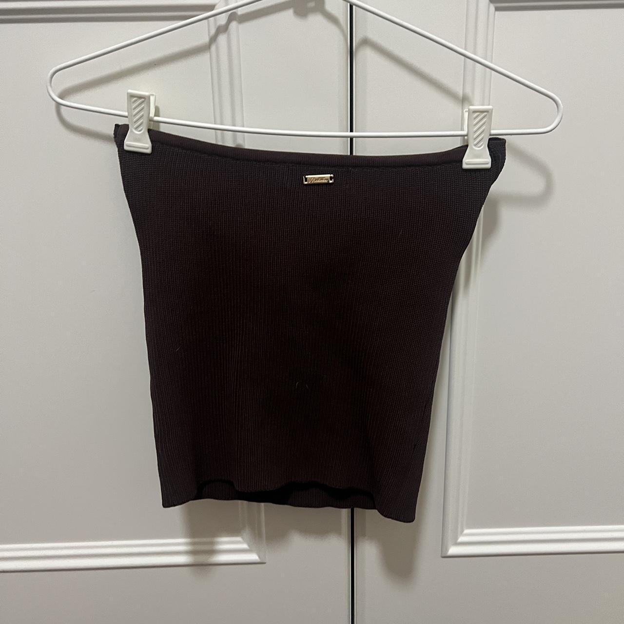 Brown twist strapless top Depop