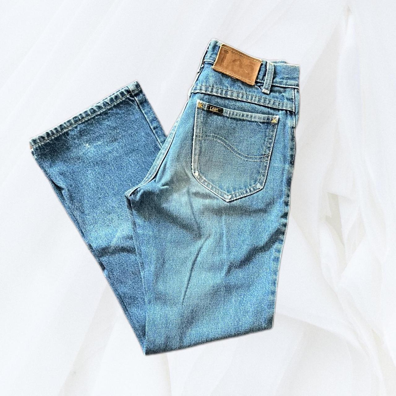 Vintage 70s 80s Lee Denim Light Washed Jeans Talon... - Depop