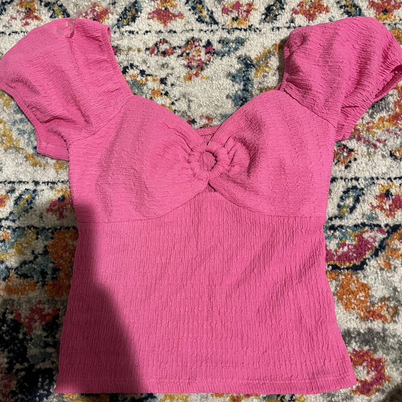 Pink work top. worn once. Color exactly as pictured!... - Depop