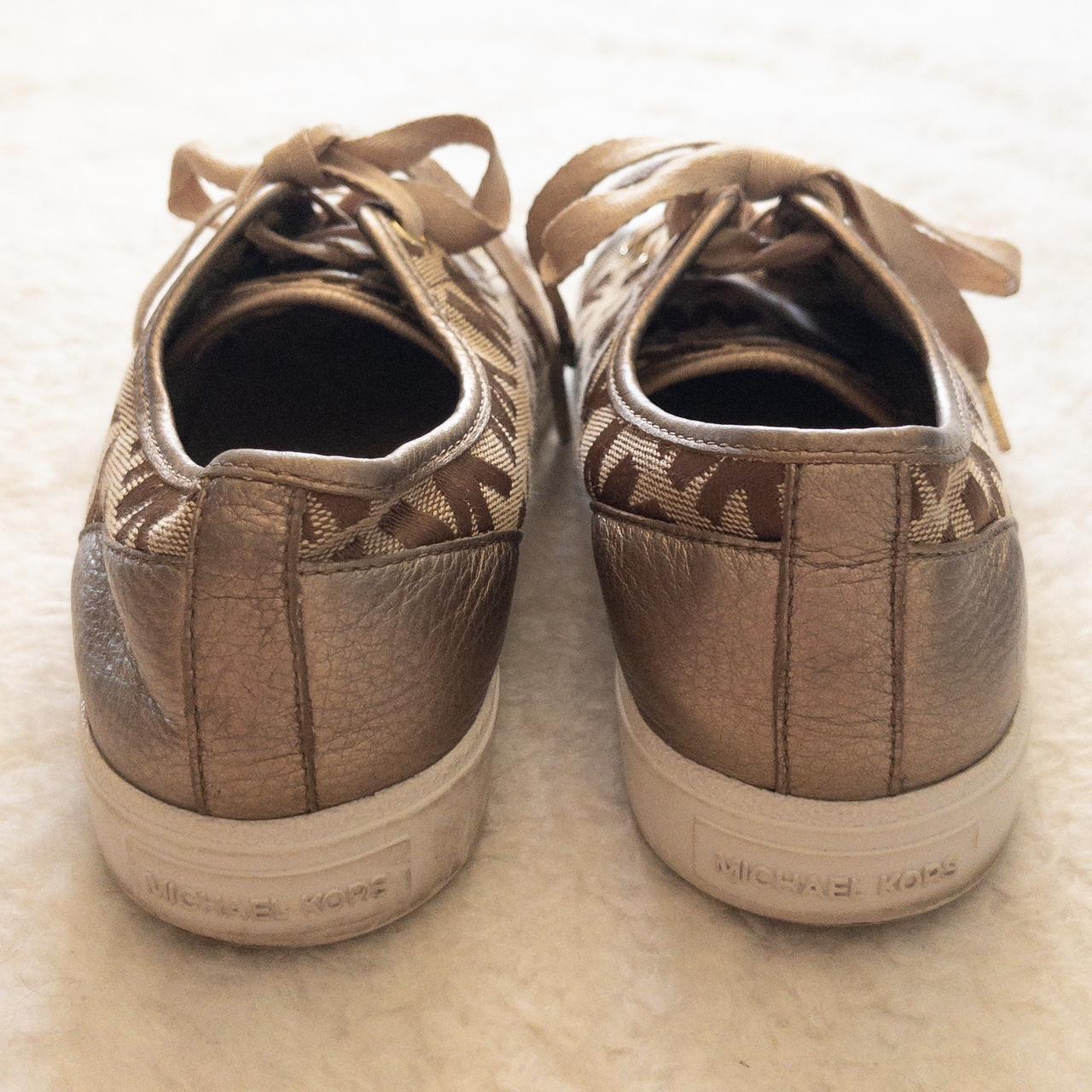 Michael Kors signature sneakers, gold logo print | Depop