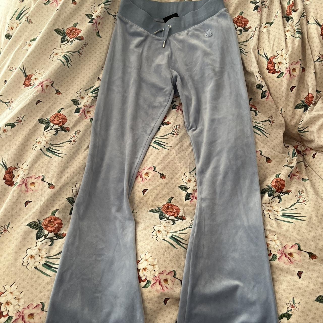 Light Blue Velvet Juicy Couture Flared Tracksuit Depop