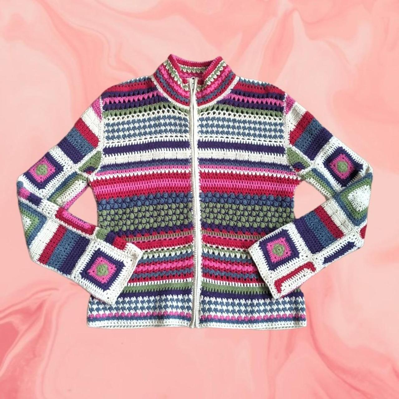 Vintage NEXT Knit Crochet Zip Cardigan Jumper Depop