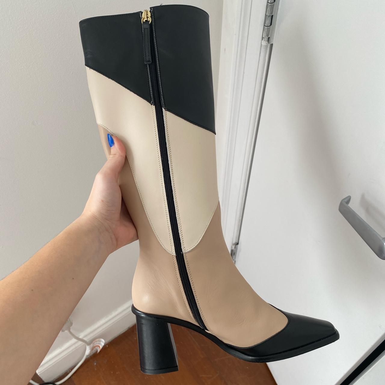 Alohas East Patchwork Kaleidoscope - Black and Beige | Depop